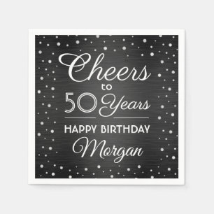 Jaarlijkse kazen Confetti Black en Silver Servet