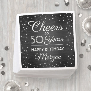 Jaarlijkse kazen Confetti Black en Silver Servet