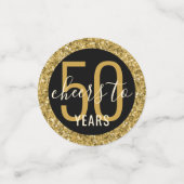 Jaarlijkse kazen zwarte goudglitter groot confetti (Kleine voorkant)