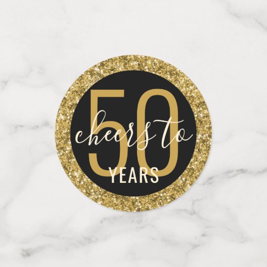 Jaarlijkse kazen zwarte goudglitter groot confetti (Kleine voorkant)