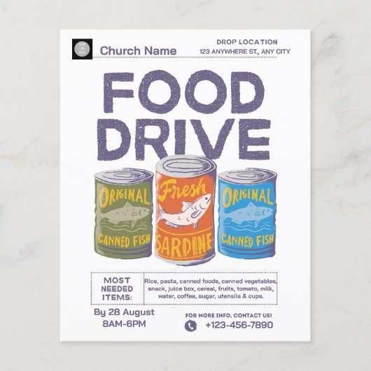 Jaarlijkse kerkelijke inzamelingsactie Food Drive Flyer (Voorkant)