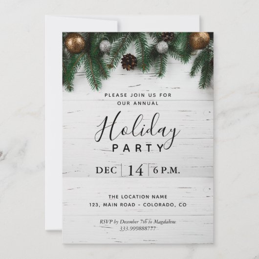 Jaarlijkse Kerstfeest Rustieke uitnodiging (Voorkant)