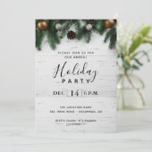 Jaarlijkse Kerstfeest Rustieke uitnodiging (Staand voorkant)