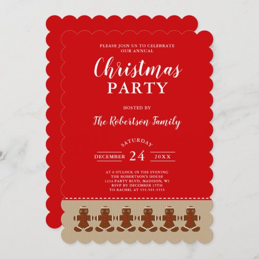 Jaarlijkse kerstfeestdag in Cute Gingerbrood Kaart (Voorkant / Achterkant)