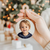 Jaarlijkse Kerstfoto Witte tekst Keramisch Ornament