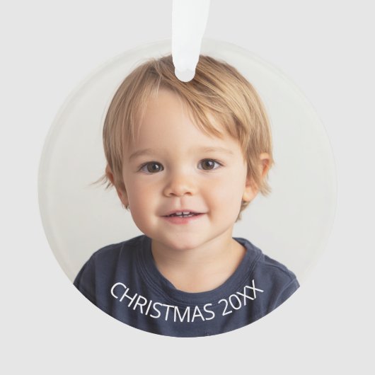 Jaarlijkse Kerstfoto Witte tekst Ornament (voorkant)