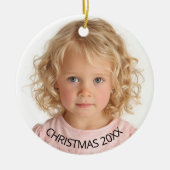 Jaarlijkse Kerstfoto Zwarte Tekst Keramisch Ornament (Voorkant)