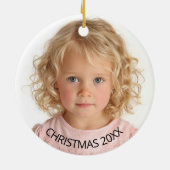 Jaarlijkse Kerstfoto Zwarte Tekst Keramisch Ornament (Achterkant)