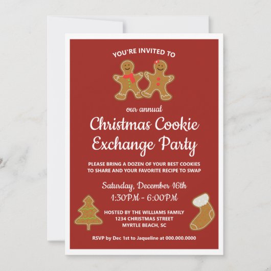 Jaarlijkse Kerstmis Cookie Exchange Swap Party Kaart (Voorkant)