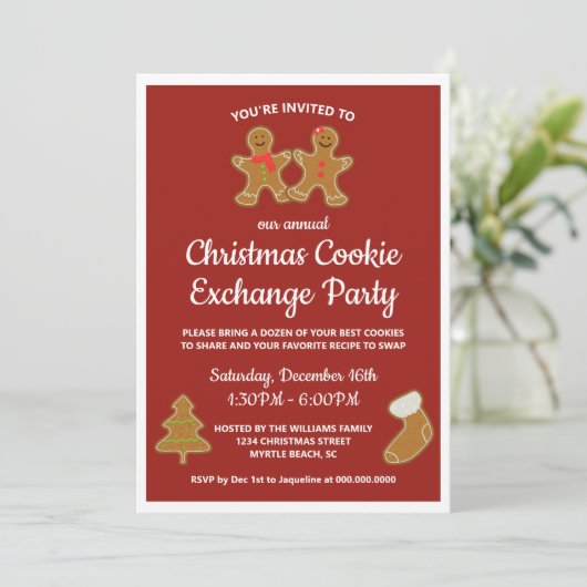 Jaarlijkse Kerstmis Cookie Exchange Swap Party Kaart (Staand voorkant)