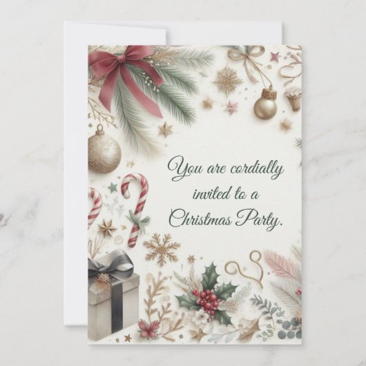 Jaarlijkse Kerstparty Vakantiegroen Kaart (Achterkant)