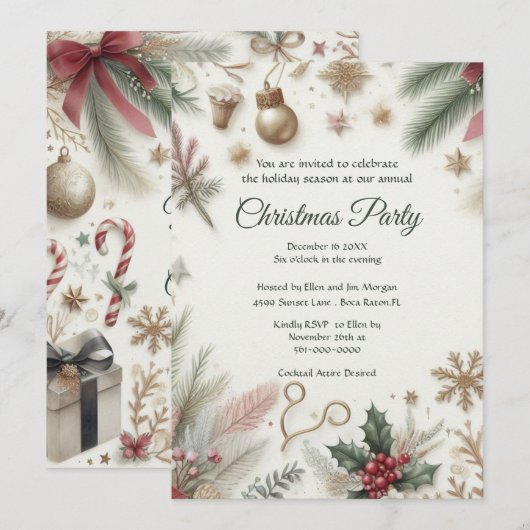 Jaarlijkse Kerstparty Vakantiegroen Kaart (Voorkant / Achterkant)