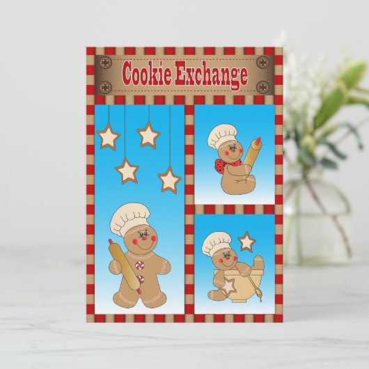 Jaarlijkse koekjesuitwisseling met onze Gingerbrea Kaart (Staand voorkant)