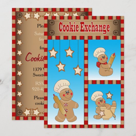 Jaarlijkse koekjesuitwisseling met onze Gingerbrea Kaart (Voorkant / Achterkant)