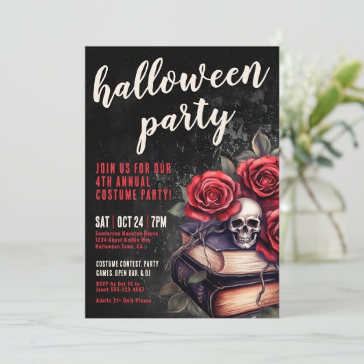 Jaarlijkse kostuum gotische Halloween Party Kaart (Staand voorkant)