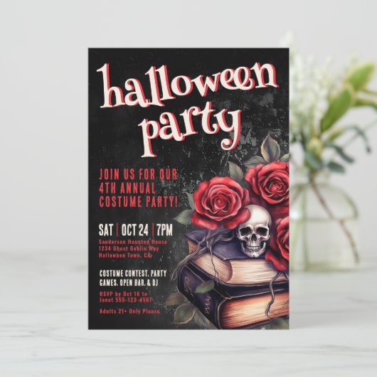 Jaarlijkse kostuum gotische Halloween Party Kaart (Staand voorkant)