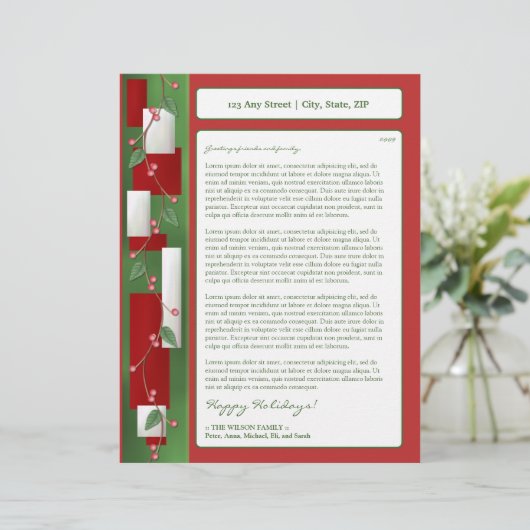 Jaarlijkse nieuwsbrief feestdag: holbessen briefhoofd sjabloon (Staand voorkant)