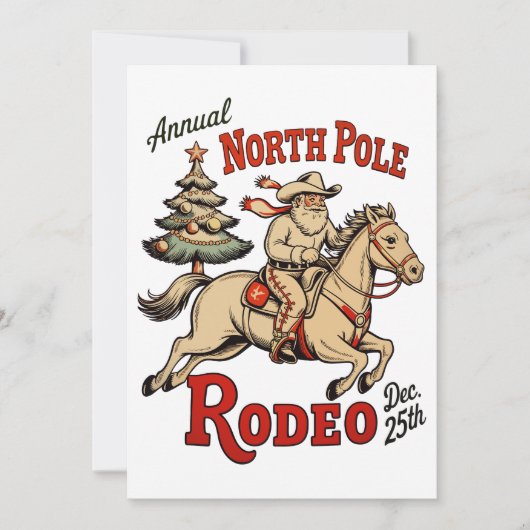 Jaarlijkse North Pole Rodeo 25 dec Cowboy Kerstman Feestdagenkaart (Voorkant)