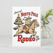 Jaarlijkse North Pole Rodeo 25 dec Cowboy Kerstman Feestdagenkaart (Staand voorkant)