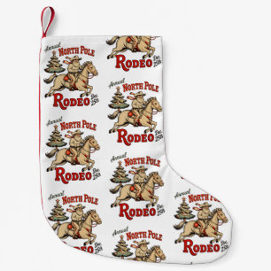 Jaarlijkse North Pole Rodeo 25 dec Cowboy Santa We Kleine Kerstsok