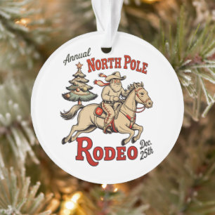 Jaarlijkse North Pole Rodeo 25 dec Cowboy Santa We Ornament