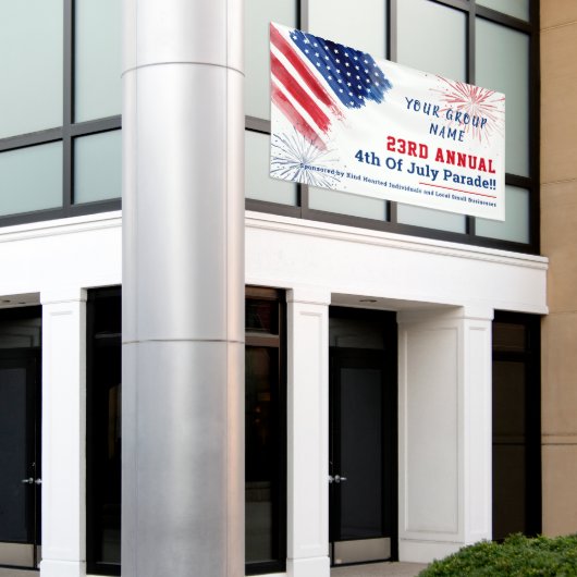 Jaarlijkse Parade 4 juli Rood Wit Blauw Custom Spandoek (Buitenkant Gebouw)