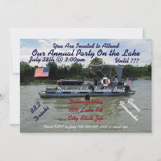 Jaarlijkse partij op het meer Invite Kaart (Voorkant)