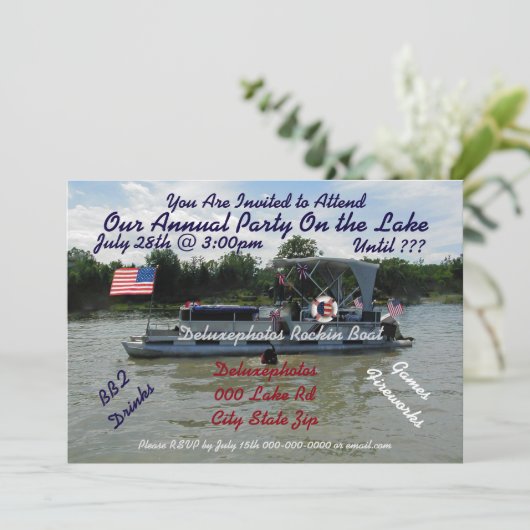 Jaarlijkse partij op het meer Invite Kaart (Staand voorkant)