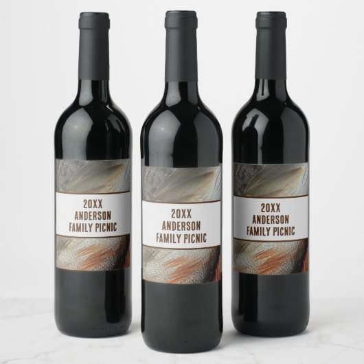 Jaarlijkse picknick Natuur Feather Family reünie Wijn Etiket (Flessen)