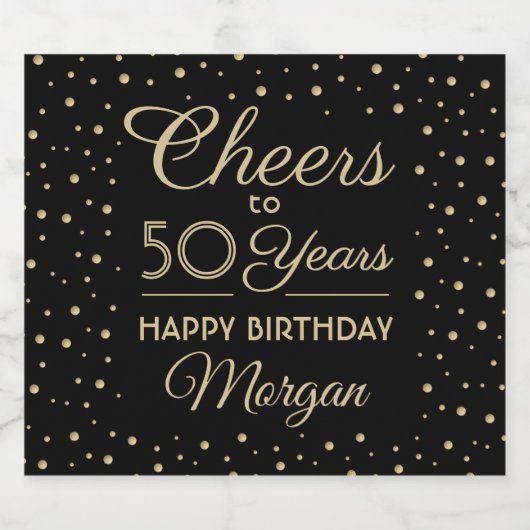 Jaarlijkse prijzen Confetti Black Gold 50e Sparkling Wijnetiket (Enkel label)