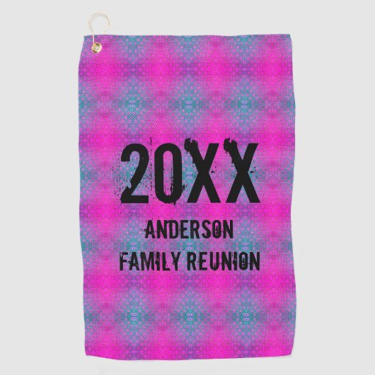 Jaarlijkse reünie over het toernooi van Neon Tie D Golfhanddoek (Voorkant)