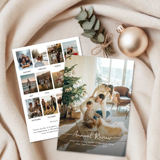 Jaarlijkse Review Wat een jaar Familiefoto Kerst Feestdagenkaart