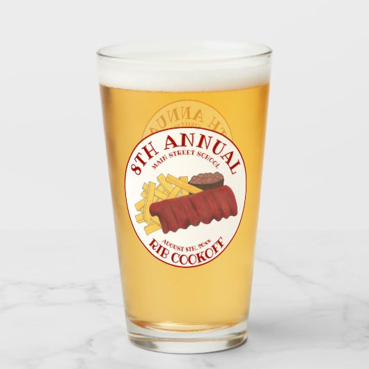 Jaarlijkse Rib Cookoff BBQ Spare Ribs Barbecue Wed Glas (Achterkant gevuld)