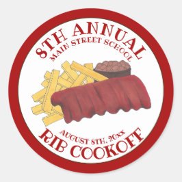 Jaarlijkse Rib Cookoff BBQ Spare Ribs Barbecue Wed Ronde Sticker