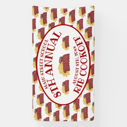Jaarlijkse Rib Cookoff BBQ Spare Ribs Barbecue Wed Spandoek (Verticaal)
