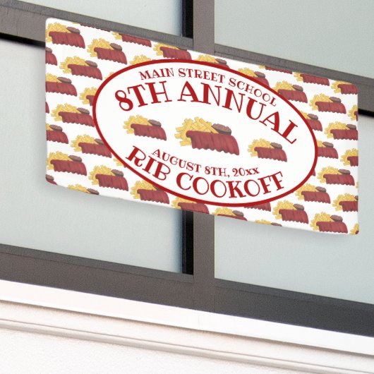 Jaarlijkse Rib Cookoff BBQ Spare Ribs Barbecue Wed Spandoek (Buitenkant Gebouw)