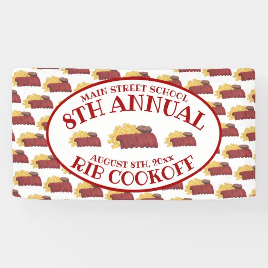 Jaarlijkse Rib Cookoff BBQ Spare Ribs Barbecue Wed Spandoek (Horizontaal)