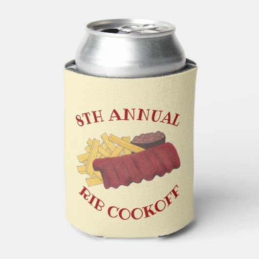 Jaarlijkse rib koff BBQ Spare Ribs Barbecue Foodie Blikjeskoeler (Blikje Voorkant)