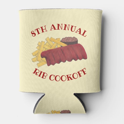 Jaarlijkse rib koff BBQ Spare Ribs Barbecue Foodie Blikjeskoeler (Voorkant)