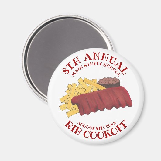 Jaarlijkse rib koff BBQ Spare Ribs Barbecue Foodie Magneet (Voorkant / Achterkant)