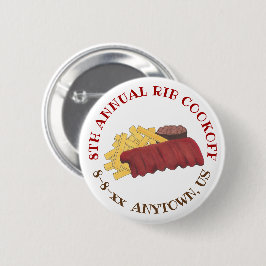 Jaarlijkse rib koff BBQ Spare Ribs Barbecue Foodie Ronde Button 5,7 Cm