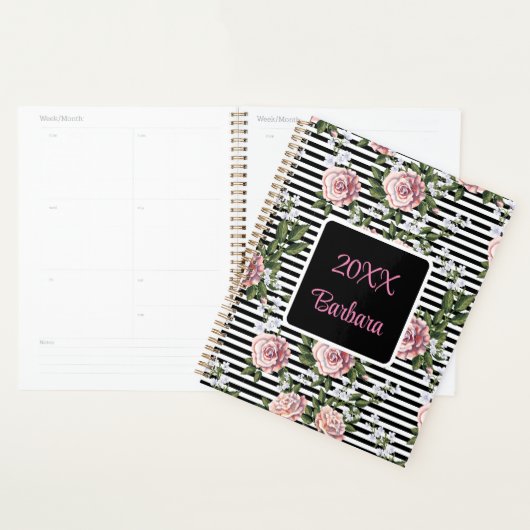 Jaarlijkse Roze Rozen Personaliseer Datum Planner (Display)