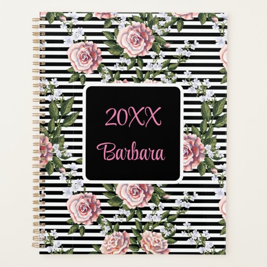 Jaarlijkse roze rozen personaliseren datum planner (Voorkant)