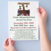 Jaarlijkse speelgoedactie Flyer met leuke elf spee (Hand)