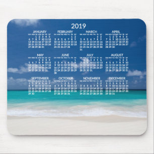 Jaarlijkse strandkalender 2019 muismatten foto toe