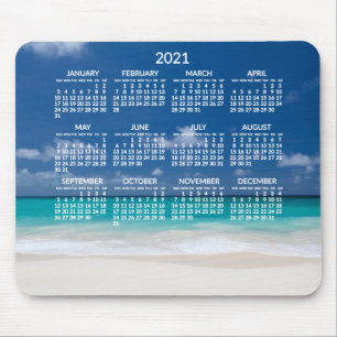 Jaarlijkse strandkalender 2021 muismatten foto toe
