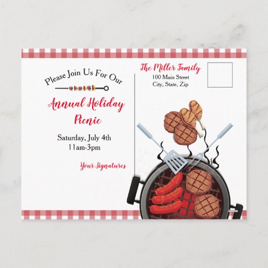 Jaarlijkse uitnodiging tot picknick-Briefkaart (Achterkant)