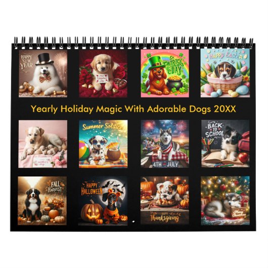 Jaarlijkse vakantie magie met Schattige honden 20X Kalender (Hoes)