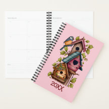 Jaarlijkse Vogelhuis Roze Datum Planner