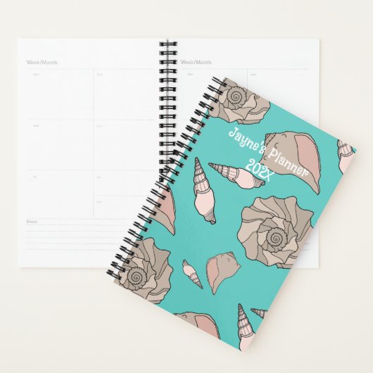 Jaarlijkse Whelk Shells geïllustreerde aangepaste Planner (Display)